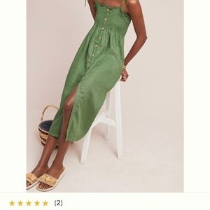 Faithfull the brand green linen dress XL or US 10